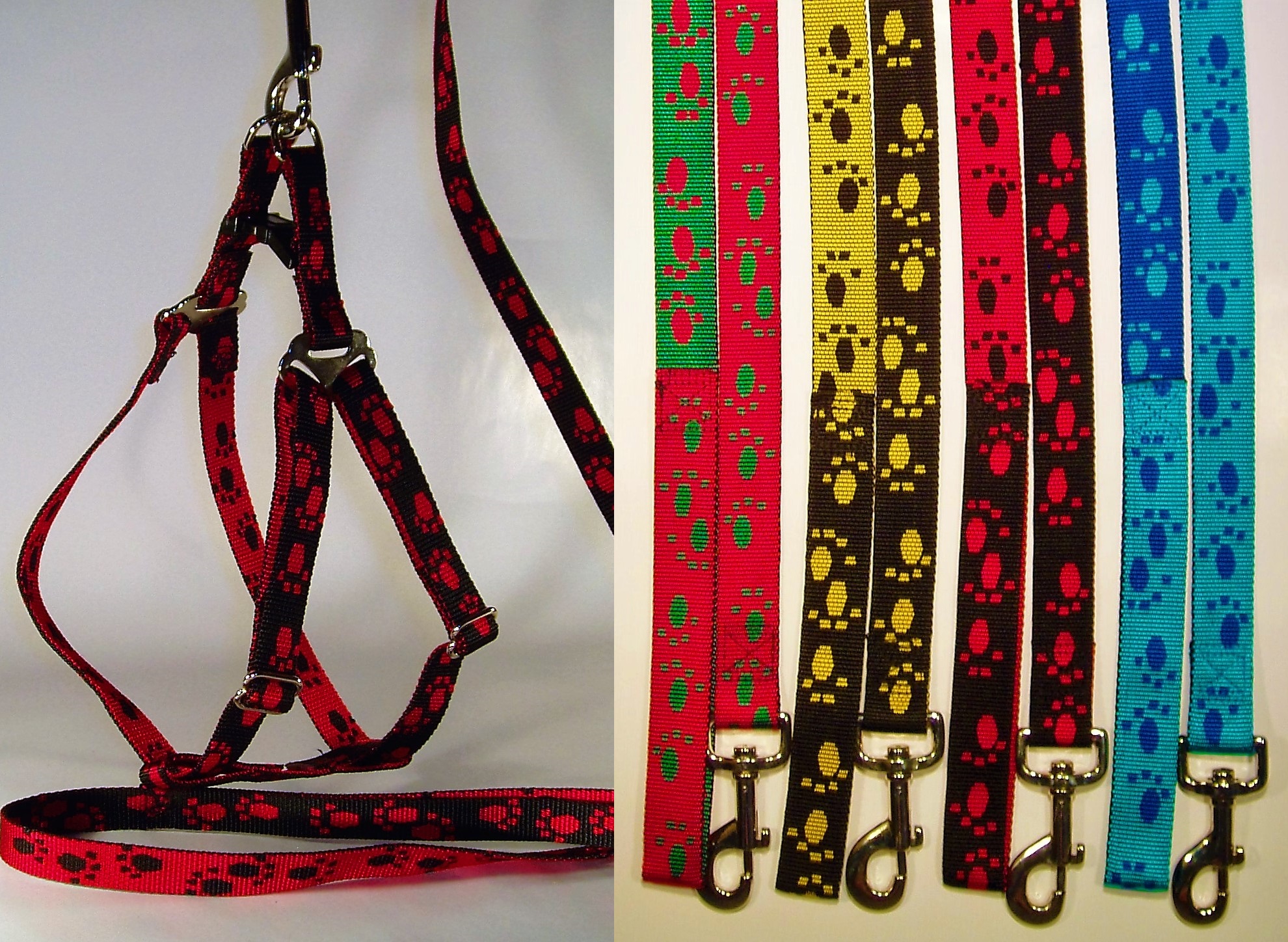 Harness & Lead Set - 122cm Two Tone Paw Print