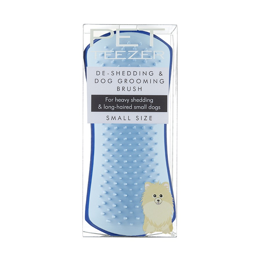 Pet Teezer De-Shedding & Dog Grooming Brush Small Blue